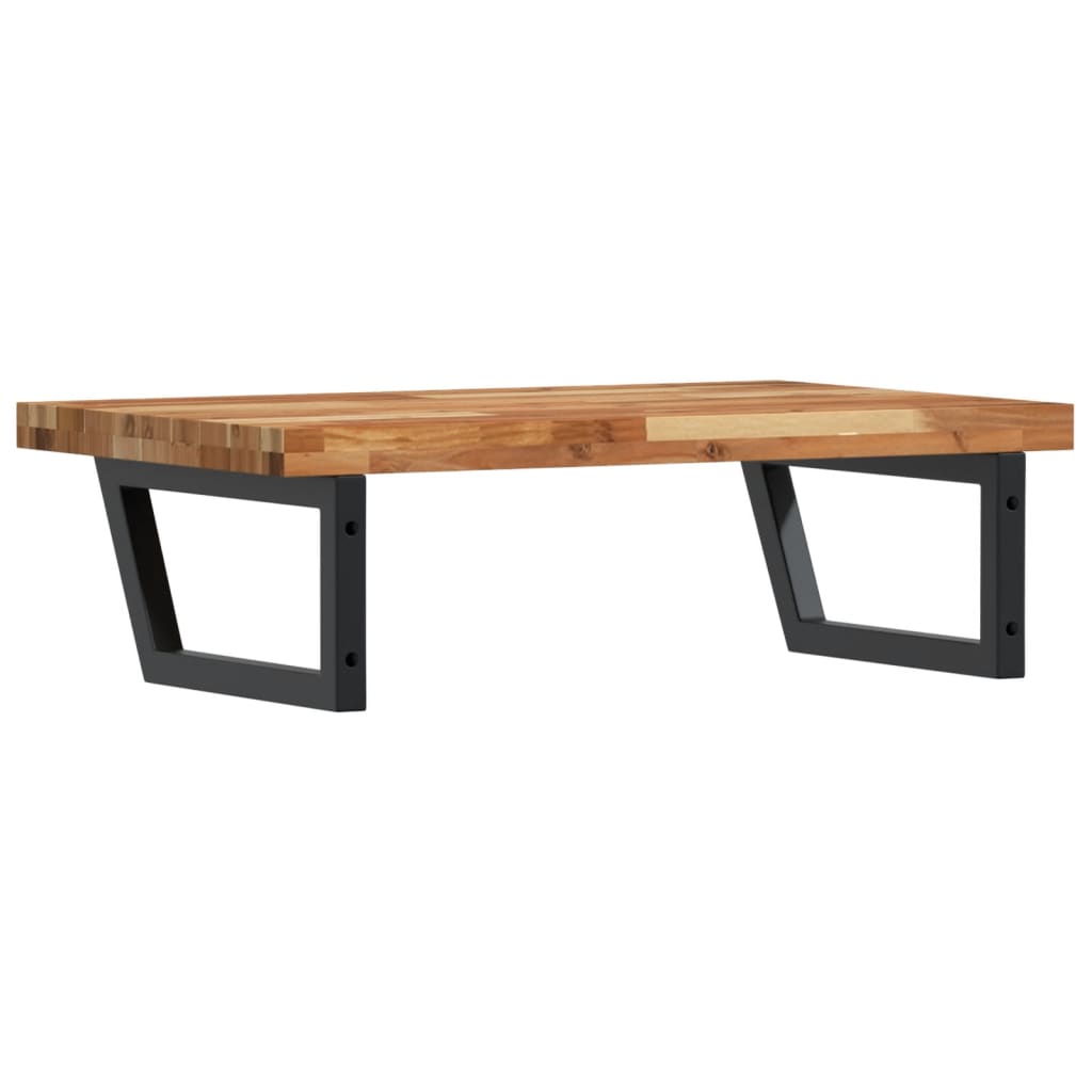 Zidna polica za umivaonik od čelika i masivnog bagremovog drva Smeđa 60 x 50 x 4 cm