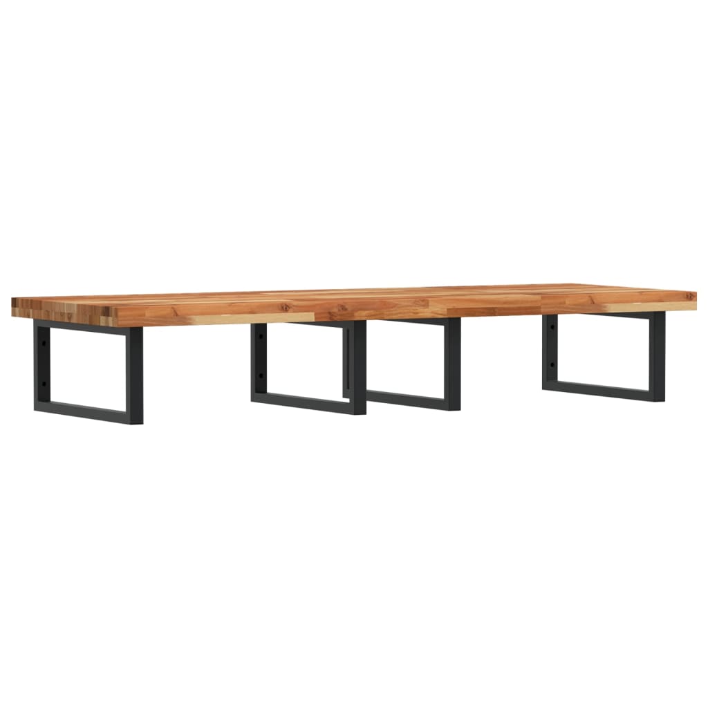 Zidna polica za umivaonik od čelika i masivnog bagremovog drva Smeđa 120 x 50 x 4 cm