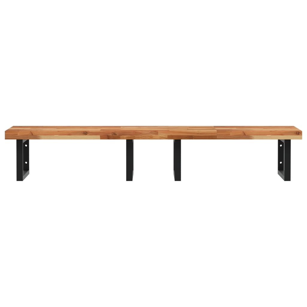 Zidna polica za umivaonik od čelika i masivnog bagremovog drva Smeđa 120 x 50 x 4 cm