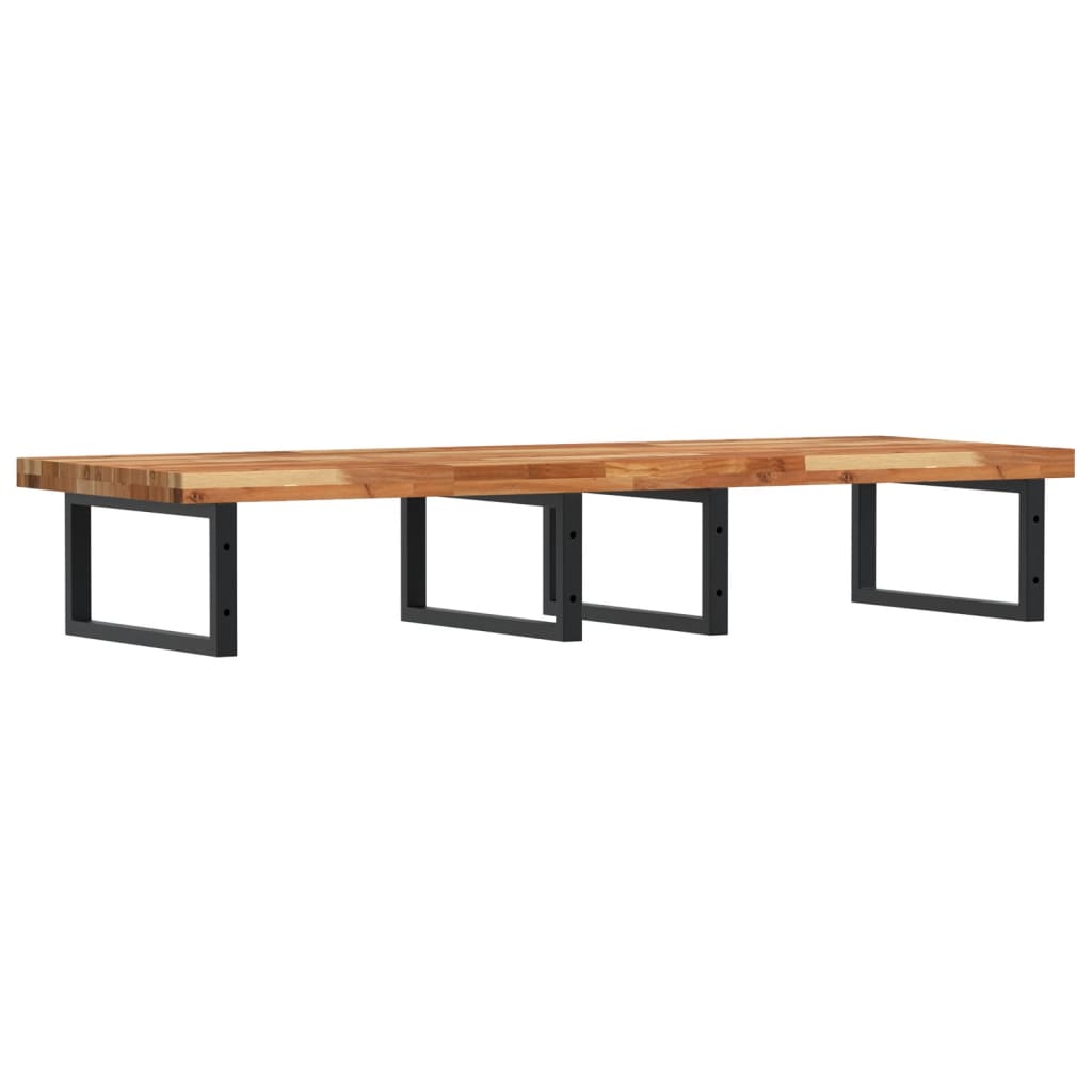 Zidna polica za umivaonik od čelika i masivnog bagremovog drva Smeđa 120 x 50 x 4 cm
