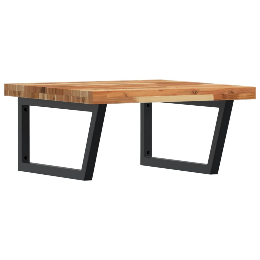 Zidna polica za umivaonik od čelika i masivnog bagremovog drva Smeđa 60 x 60 x 4 cm