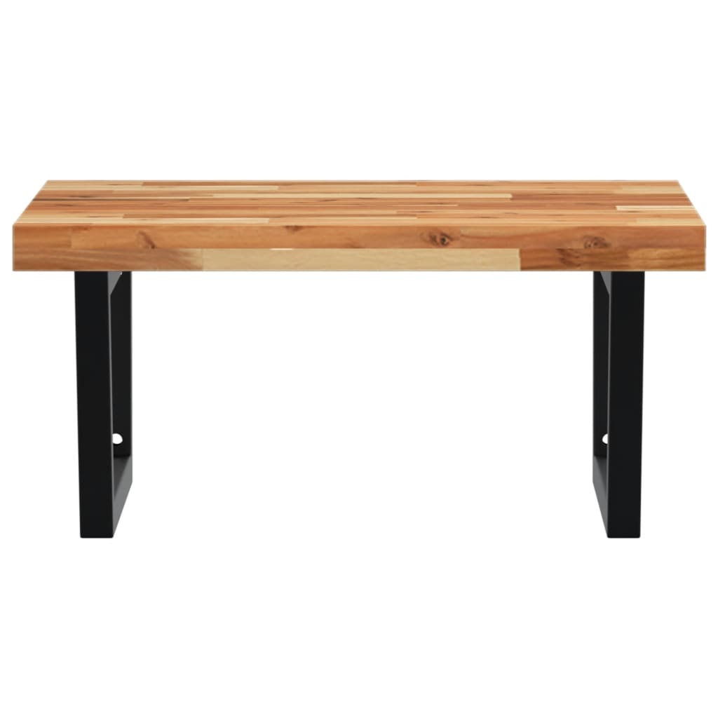 Zidna polica za umivaonik od čelika i masivnog bagremovog drva Smeđa 60 x 60 x 4 cm