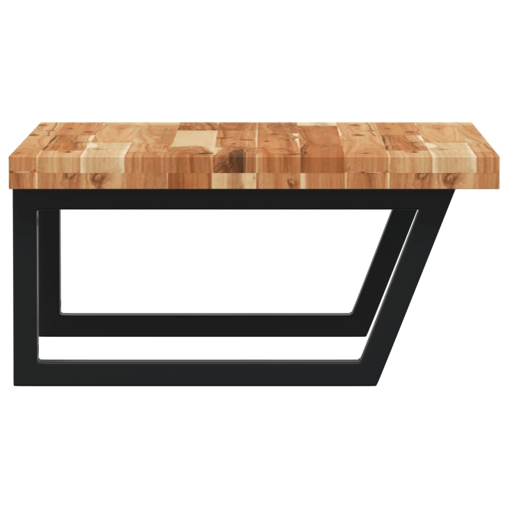 Zidna polica za umivaonik od čelika i masivnog bagremovog drva Smeđa 60 x 60 x 4 cm
