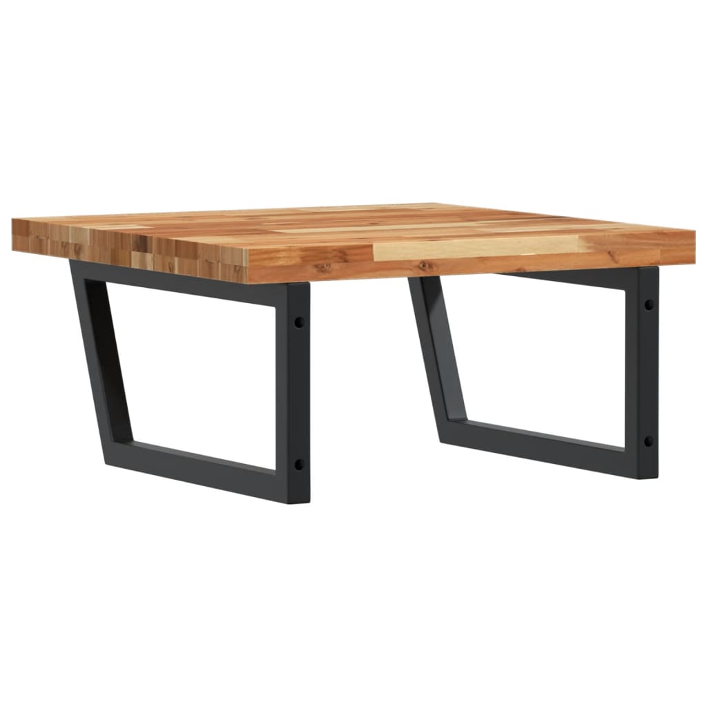 Zidna polica za umivaonik od čelika i masivnog bagremovog drva Smeđa 60 x 60 x 4 cm