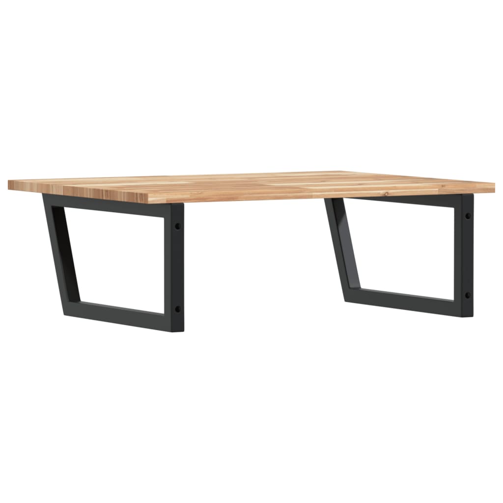 Zidna polica za umivaonik od čelika i masivnog bagremovog drva Smeđa 100 x 60 x 2 cm