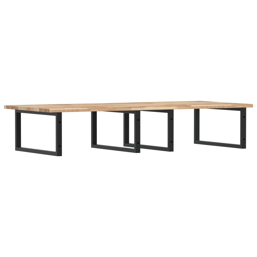 Zidna polica za umivaonik od čelika i masivnog bagremovog drva Smeđa 120 x 60 x 2 cm
