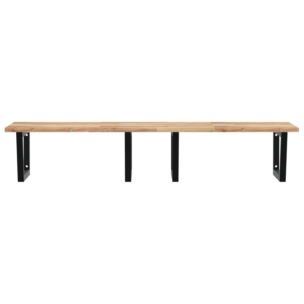 Zidna polica za umivaonik od čelika i masivnog bagremovog drva Smeđa 140 x 60 x 2 cm