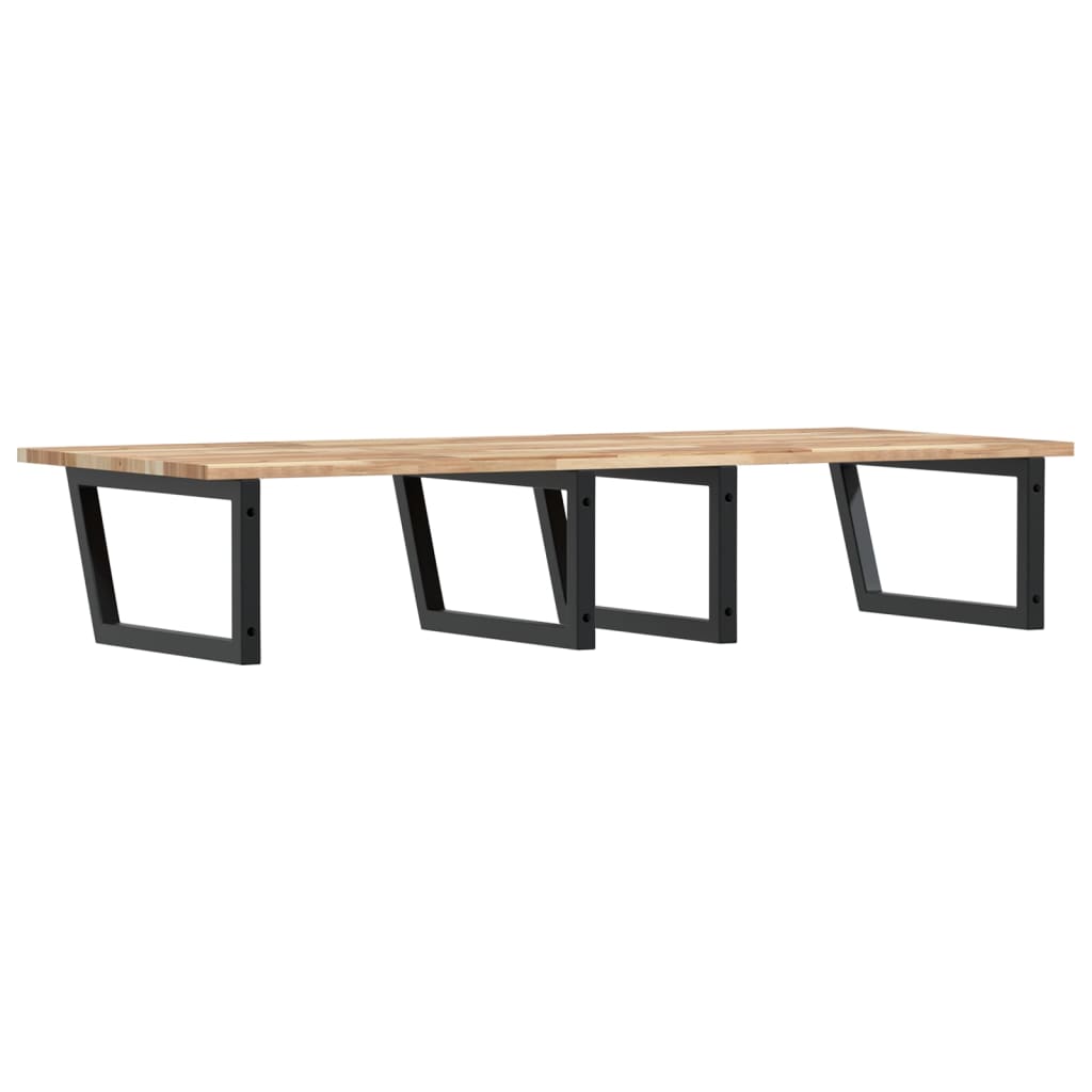 Zidna polica za umivaonik od čelika i masivnog bagremovog drva Smeđa 140 x 60 x 2 cm