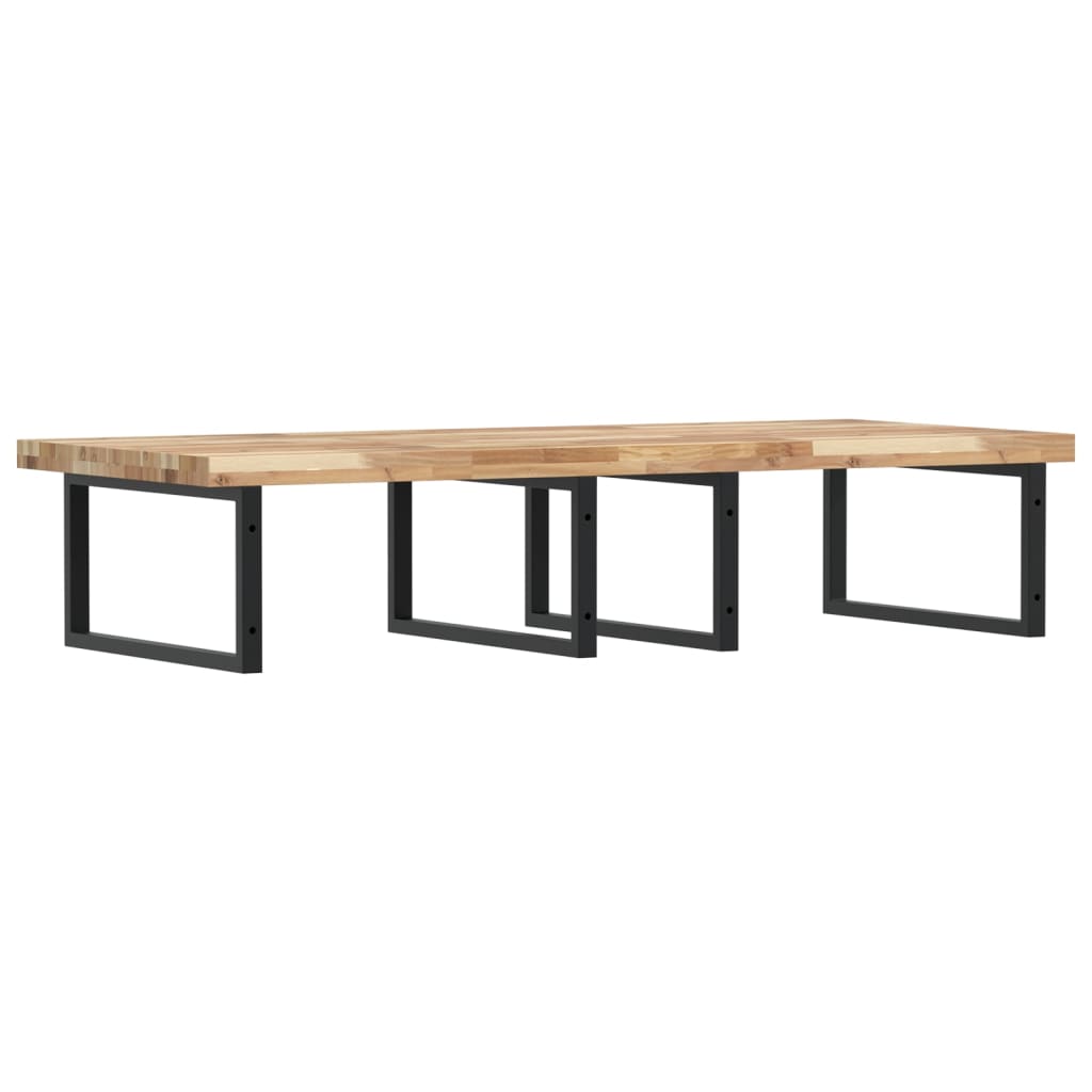 Zidna polica za umivaonik od čelika i masivnog bagremovog drva Smeđa 120 x 60 x 4 cm