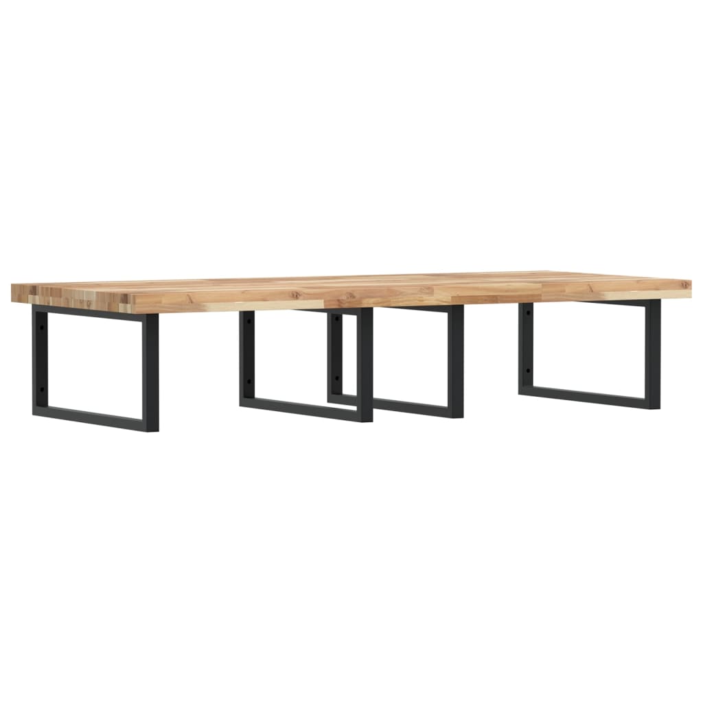 Zidna polica za umivaonik od čelika i masivnog bagremovog drva Smeđa 140 x 60 x 4 cm