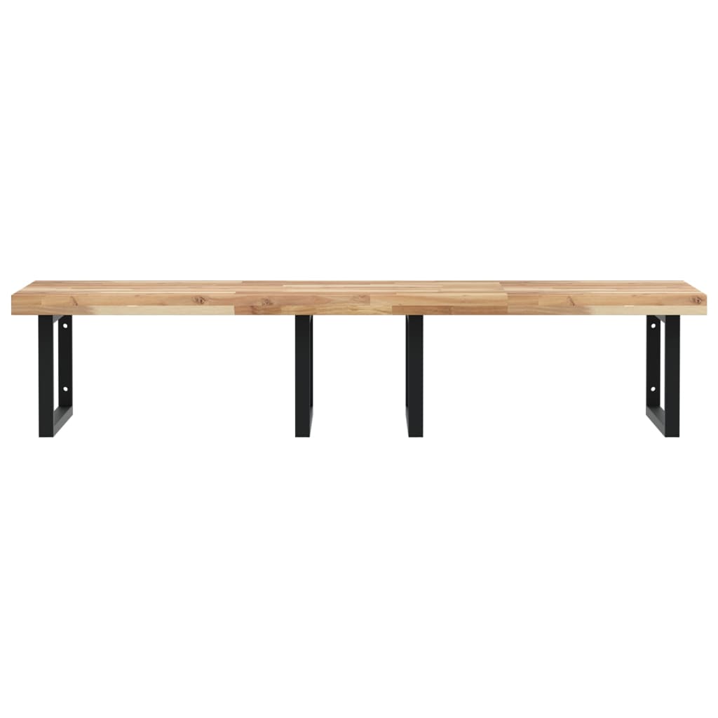 Zidna polica za umivaonik od čelika i masivnog bagremovog drva Smeđa 140 x 60 x 4 cm