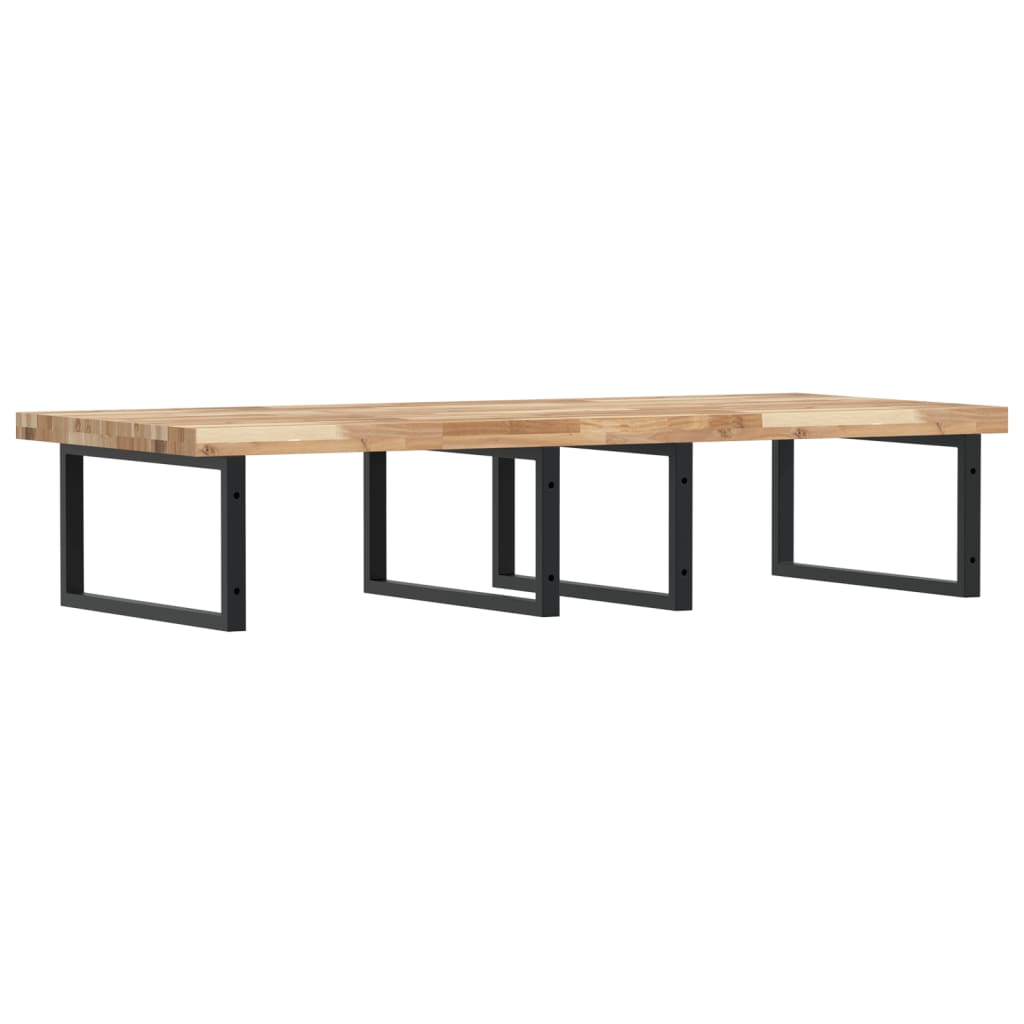 Zidna polica za umivaonik od čelika i masivnog bagremovog drva Smeđa 140 x 60 x 4 cm