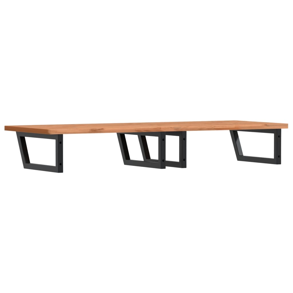 Zidna polica za umivaonik od čelika i masivne bukovine Smeđa 150 x 55 x 2.5 cm