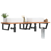 Zidna polica za umivaonik od čelika i masivne bukovine Smeđa 150 x 55 x 2.5 cm