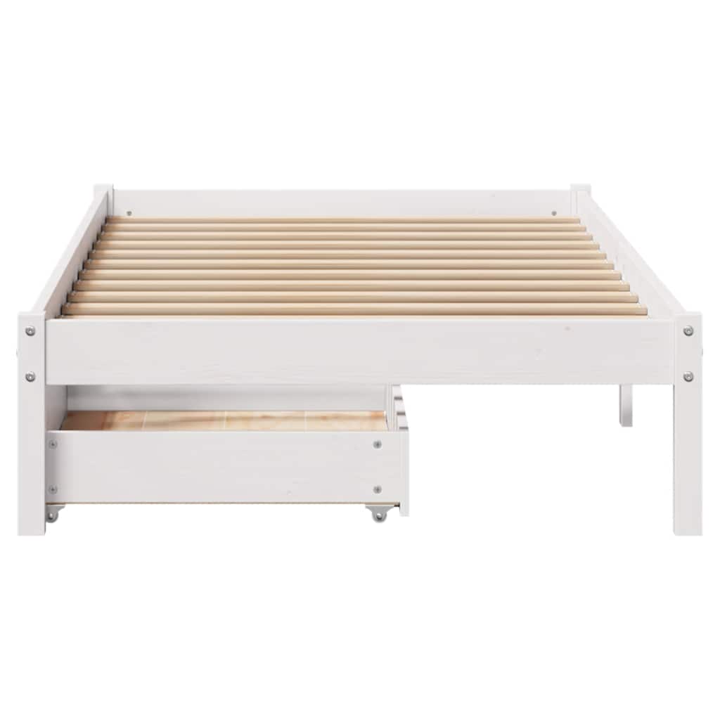 Okvir kreveta bez madraca bijeli 75 x 190 cm masivna borovina