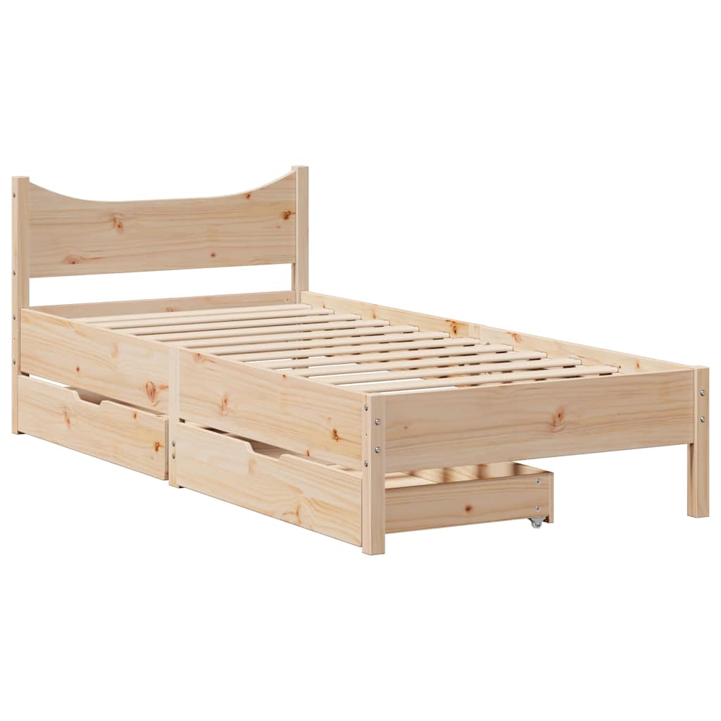 Okvir kreveta s ladicama 75x190 cm od borovine