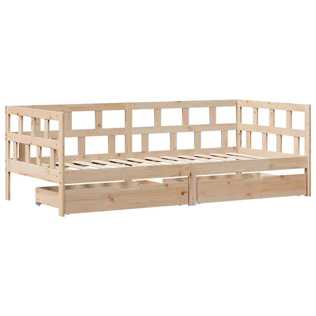 Dnevni krevet s ladicama bez madraca 90 x 190 cm masivno drvo