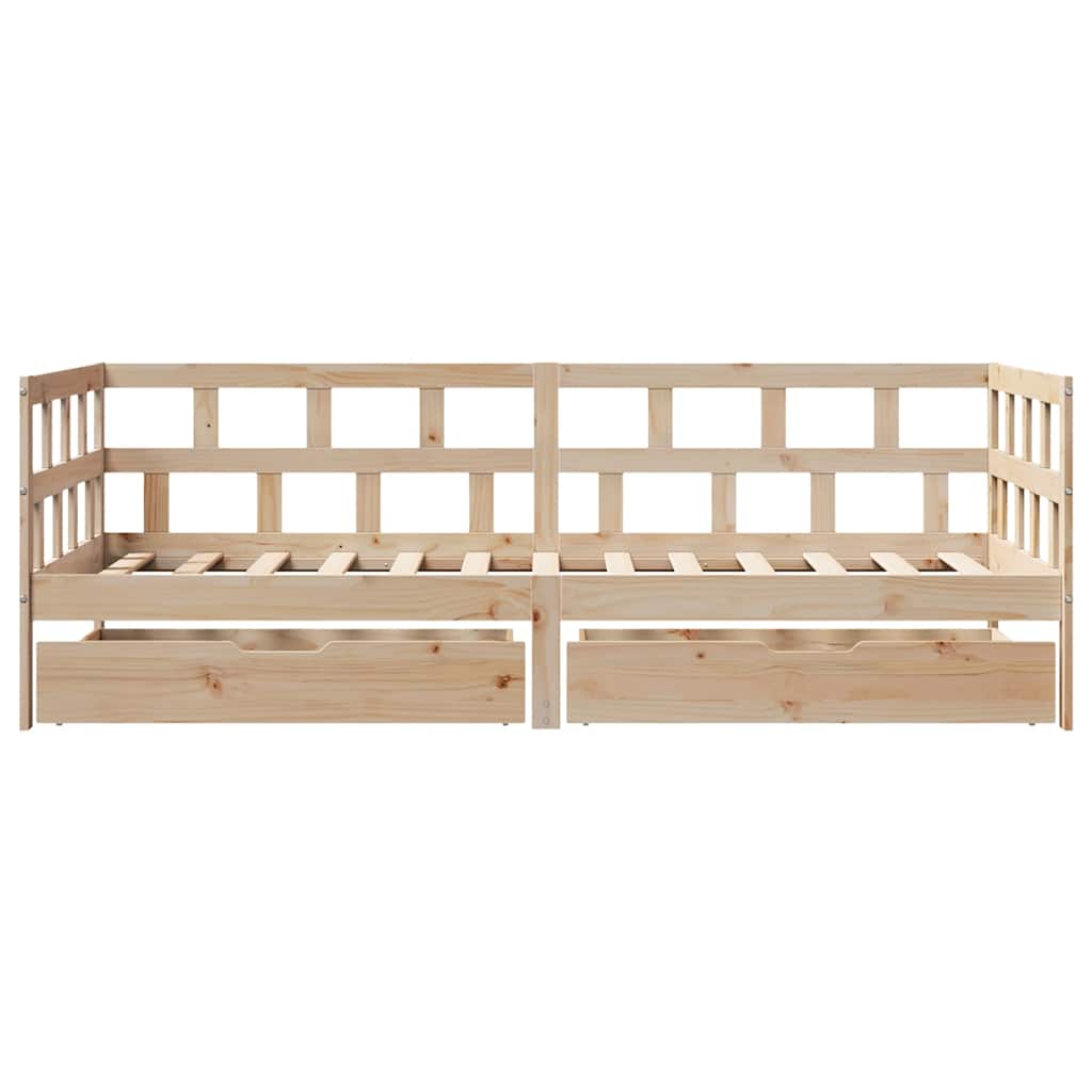 Dnevni krevet s ladicama bez madraca 90 x 190 cm masivno drvo
