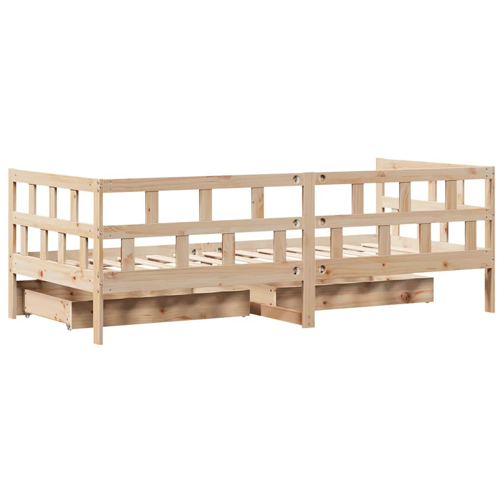 Dnevni krevet s ladicama bez madraca 90 x 190 cm masivno drvo