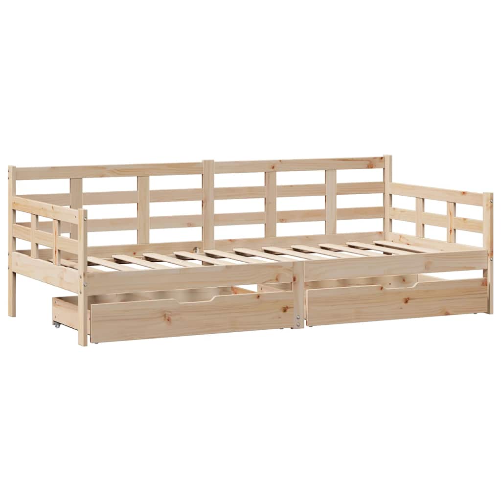 Dnevni krevet s ladicama bez madraca 90 x 190 cm masivno drvo
