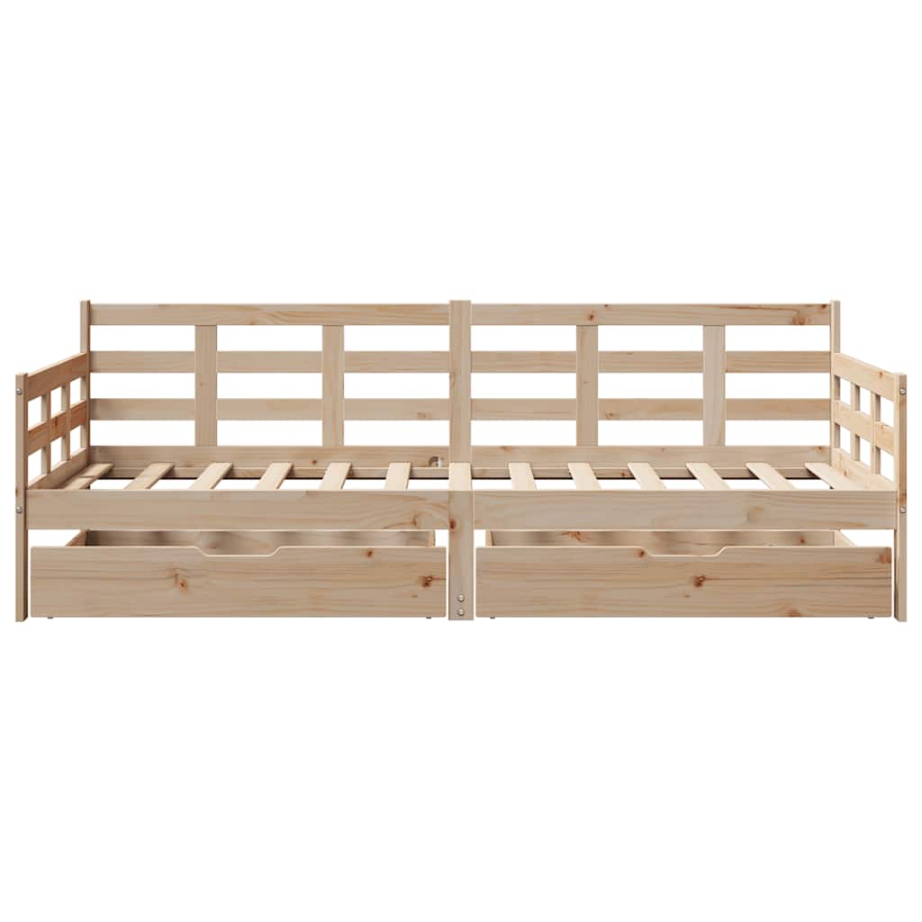 Dnevni krevet s ladicama bez madraca 90 x 190 cm masivno drvo