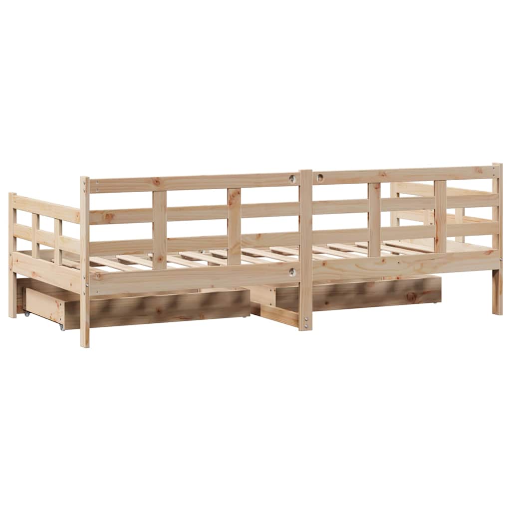 Dnevni krevet s ladicama bez madraca 90 x 190 cm masivno drvo