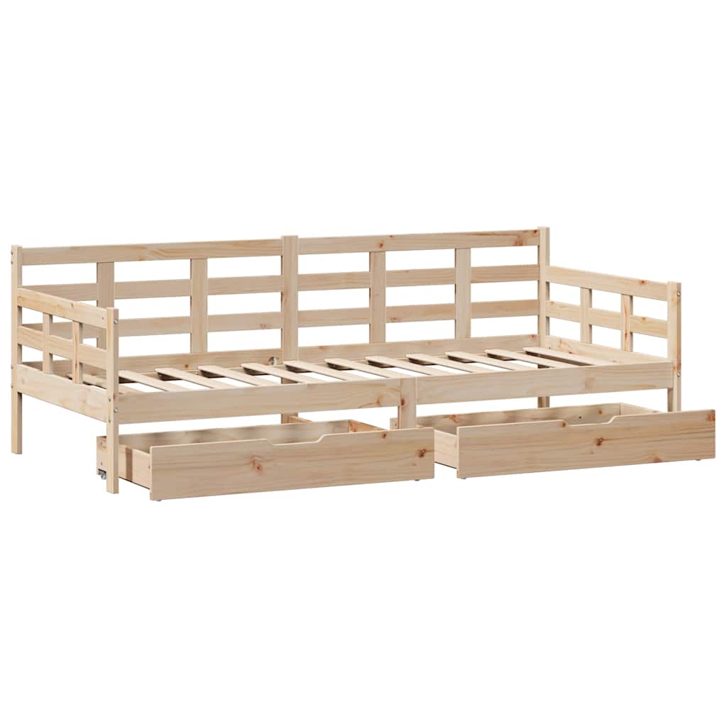 Dnevni krevet s ladicama bez madraca 90 x 190 cm masivno drvo