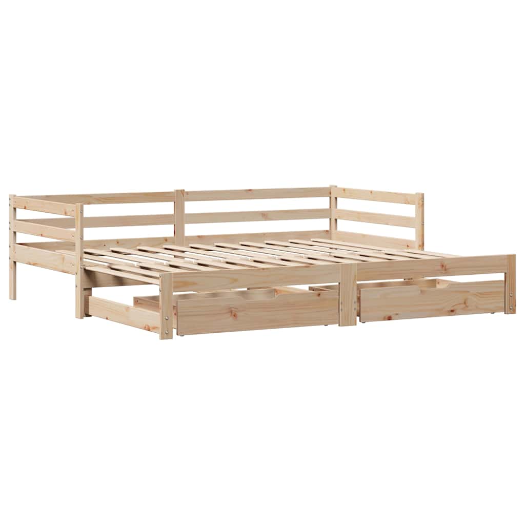 Dnevni krevet s ladicama bez madraca 90x200 cm masivno drvo