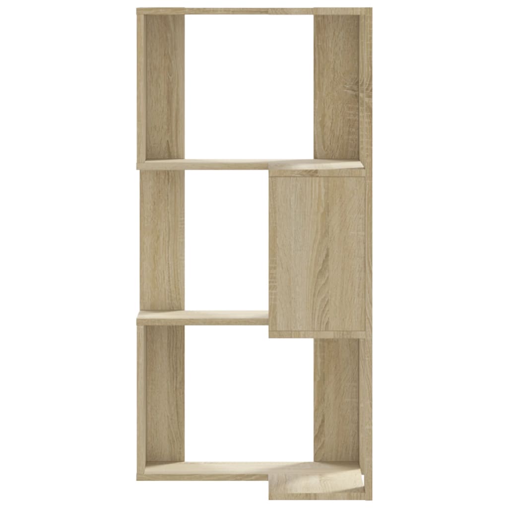 Kutni regal za knjige 3 razine boja hrasta 50x50x102 cm drveni