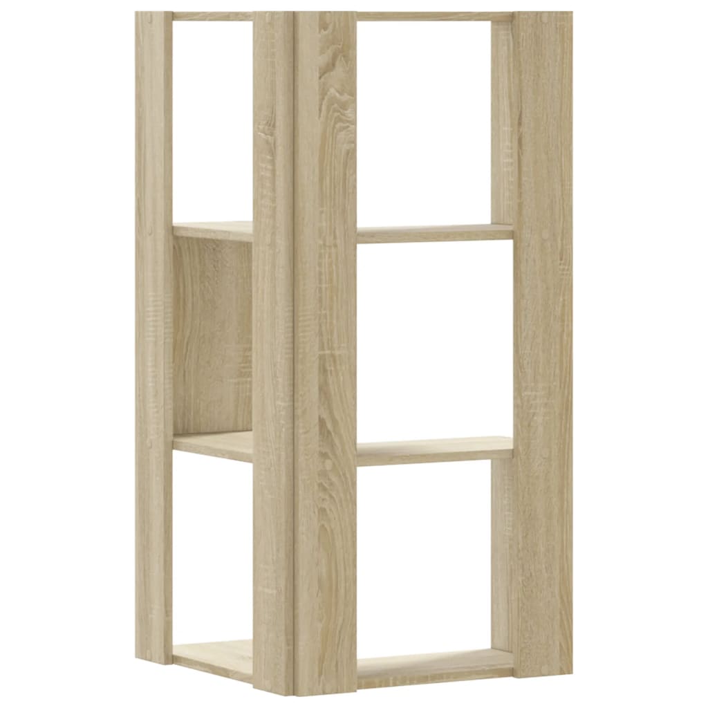 Kutni regal za knjige 3 razine boja hrasta 50x50x102 cm drveni