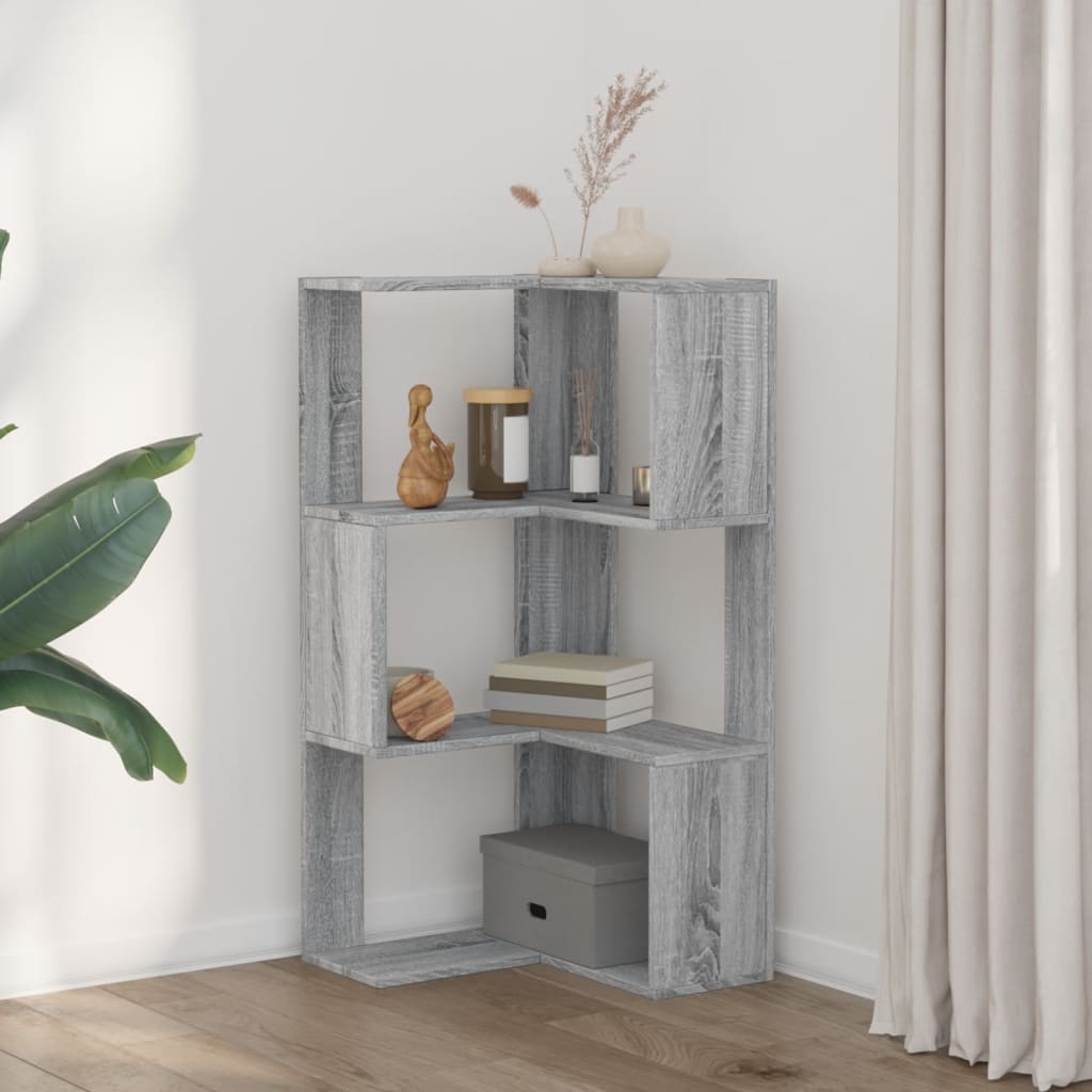Kutni regal z knjige 3 razine artisian hrast 50x50x102cm drveni