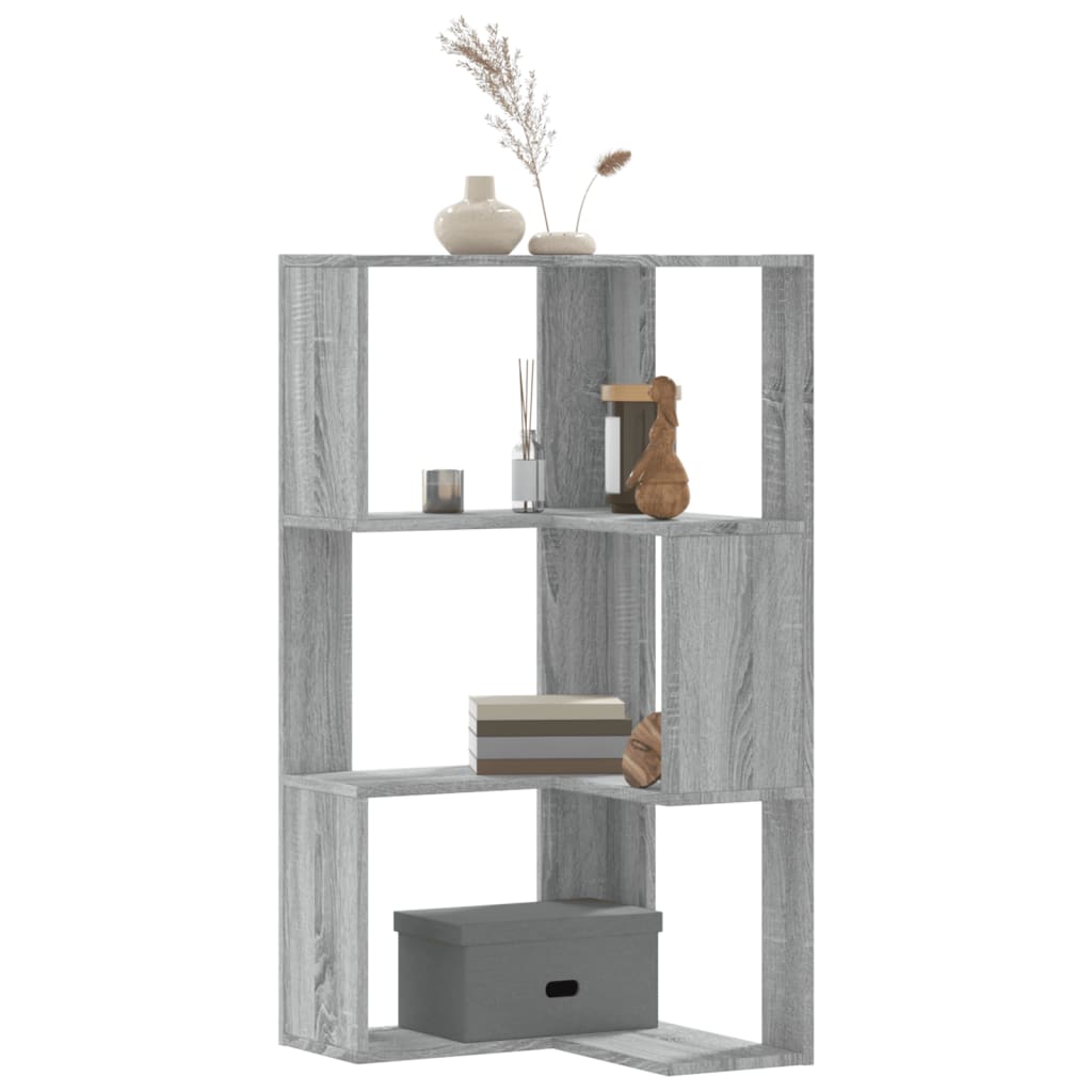 Kutni regal z knjige 3 razine artisian hrast 50x50x102cm drveni