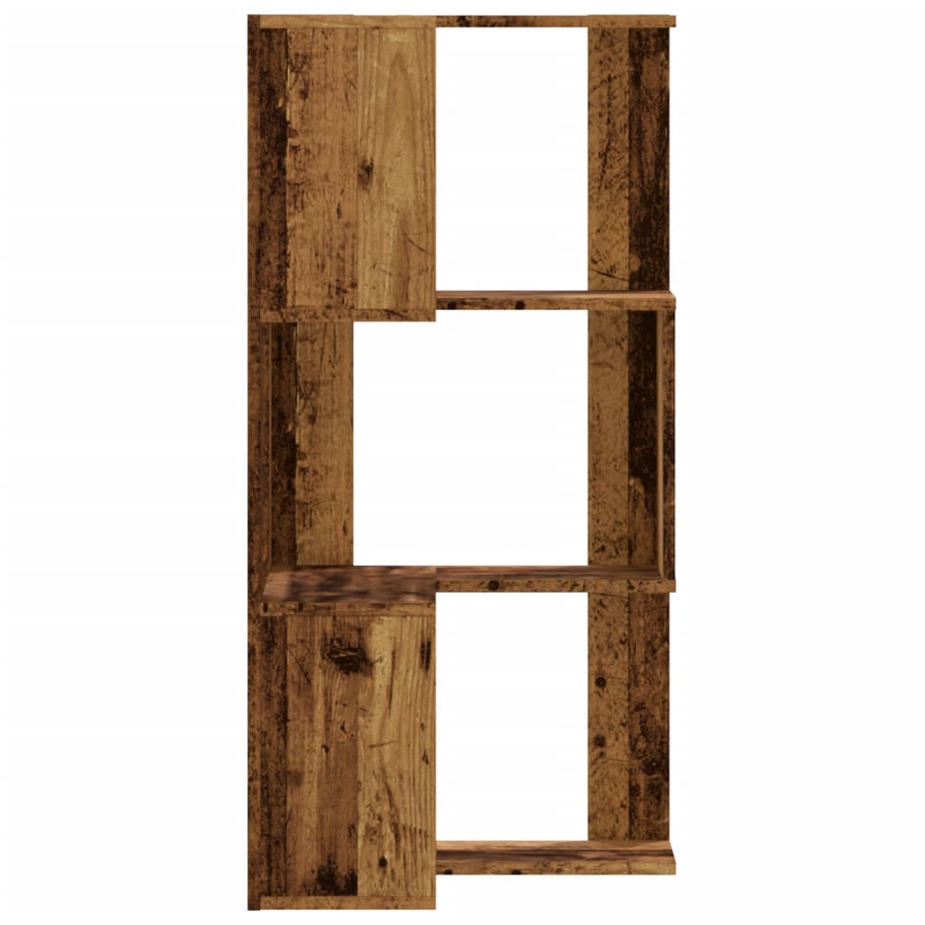 Kutni regal za knjige s 3 razine staro drvo 50x50x102cm drveni
