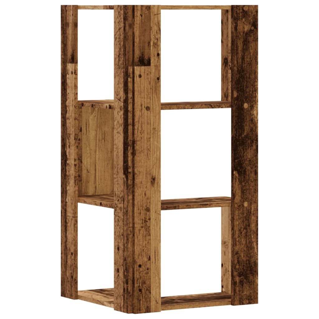 Kutni regal za knjige s 3 razine staro drvo 50x50x102cm drveni