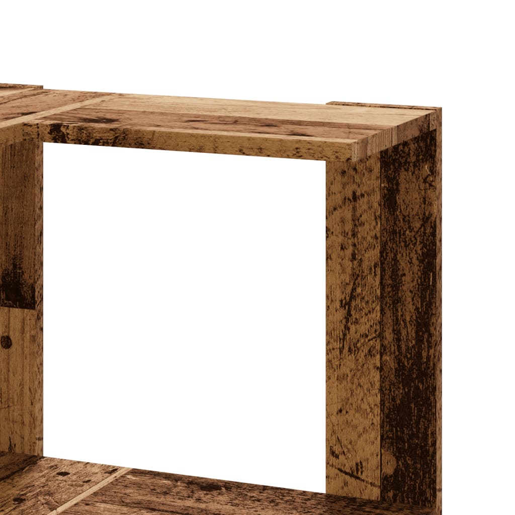 Kutni regal za knjige s 3 razine staro drvo 50x50x102cm drveni