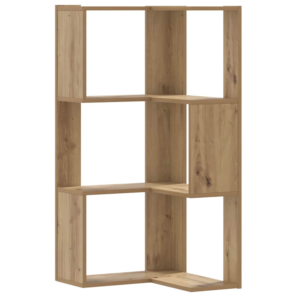 Kutni regal z knjige 3 razine artisian hrast 50x50x102cm drveni