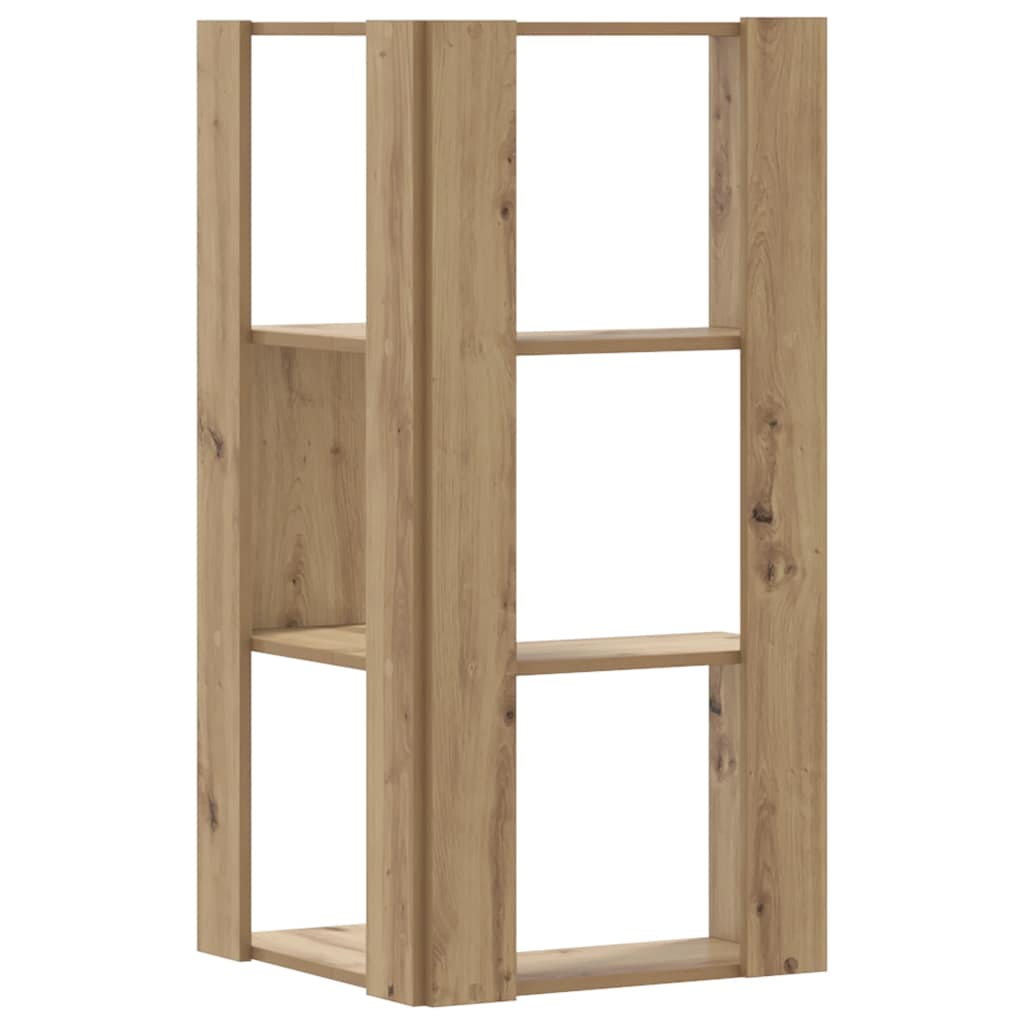 Kutni regal z knjige 3 razine artisian hrast 50x50x102cm drveni