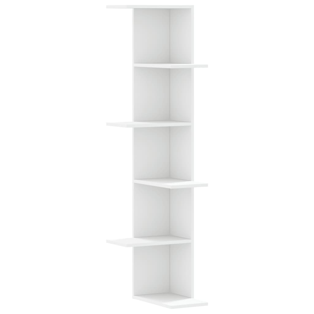 Kutna zidna polica bijela 36,5x36,5x140 cm konstruirano drvo