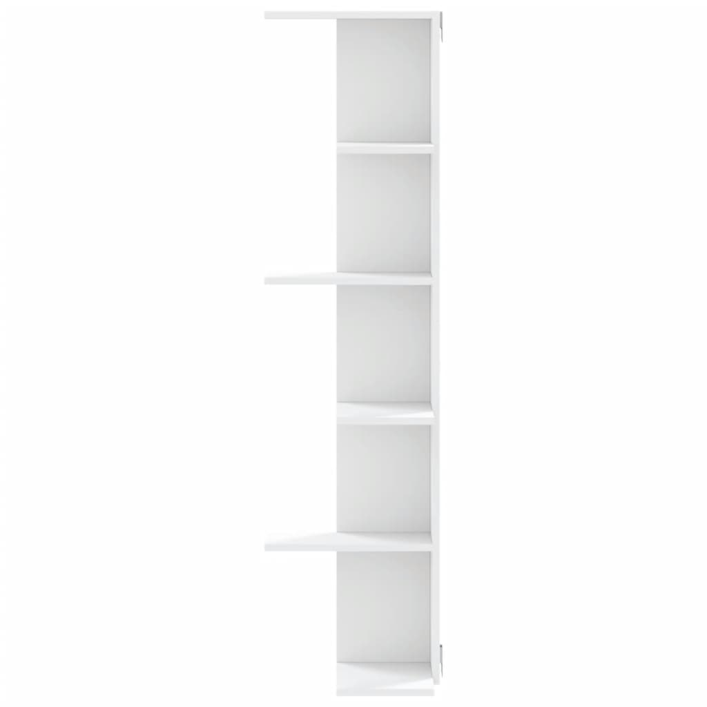 Kutna zidna polica bijela 36,5x36,5x140 cm konstruirano drvo