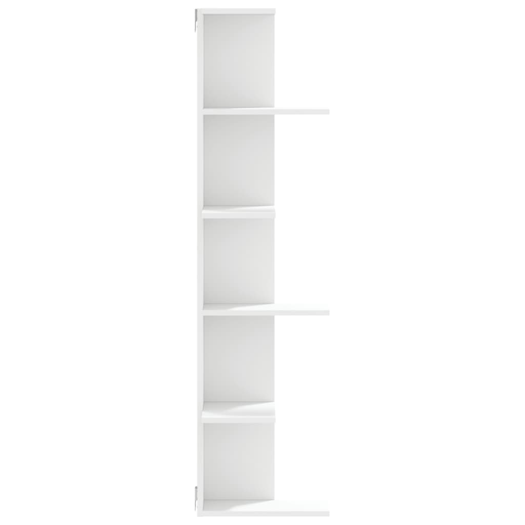 Kutna zidna polica bijela 36,5x36,5x140 cm konstruirano drvo