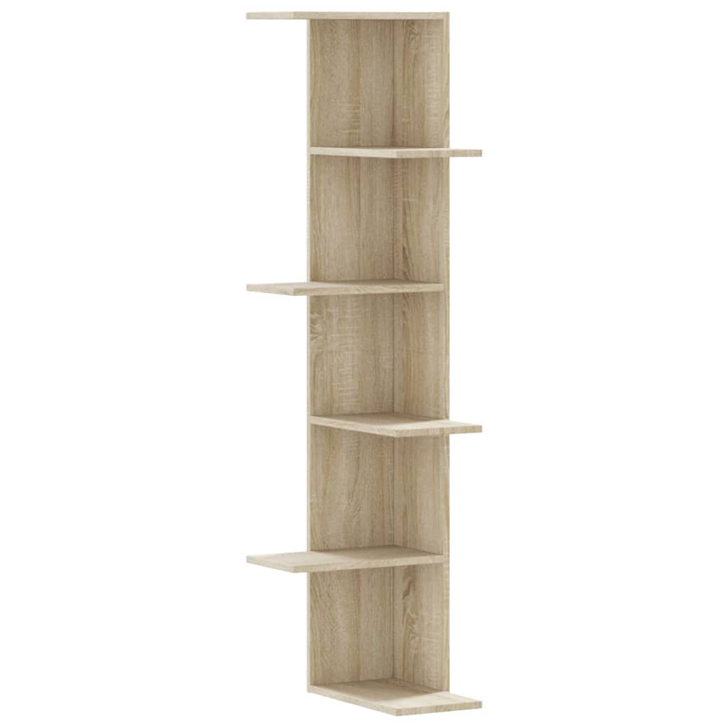 Kutna zidna polica boja hrasta sonome 36,5x36,5x140 cm drvena