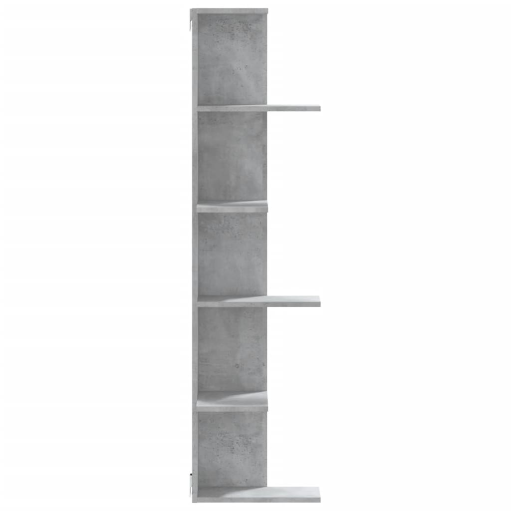 Kutna zidna polica siva boja betona 36,5 x 36,5 x 140 cm drvena