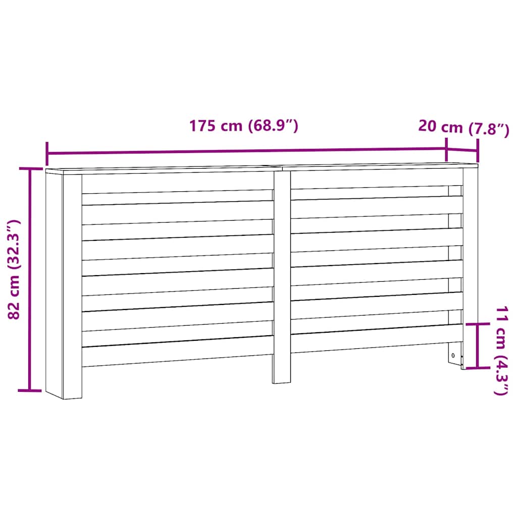 Pokrov za radijator crni 175x20x82 cm konstruirano drvo