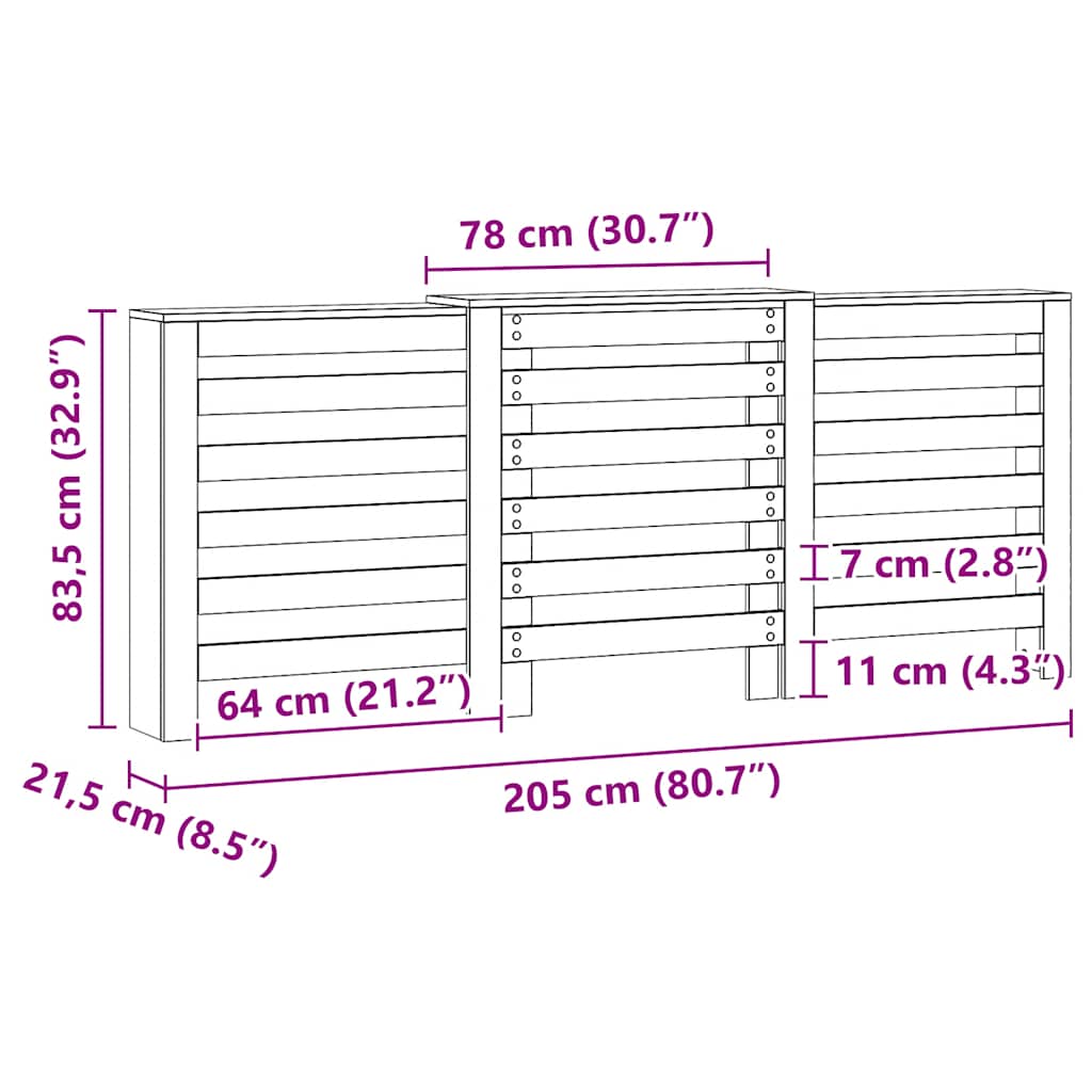 Pokrov za radijator boja artisian hrast 205x21,5x83,5 cm drveni