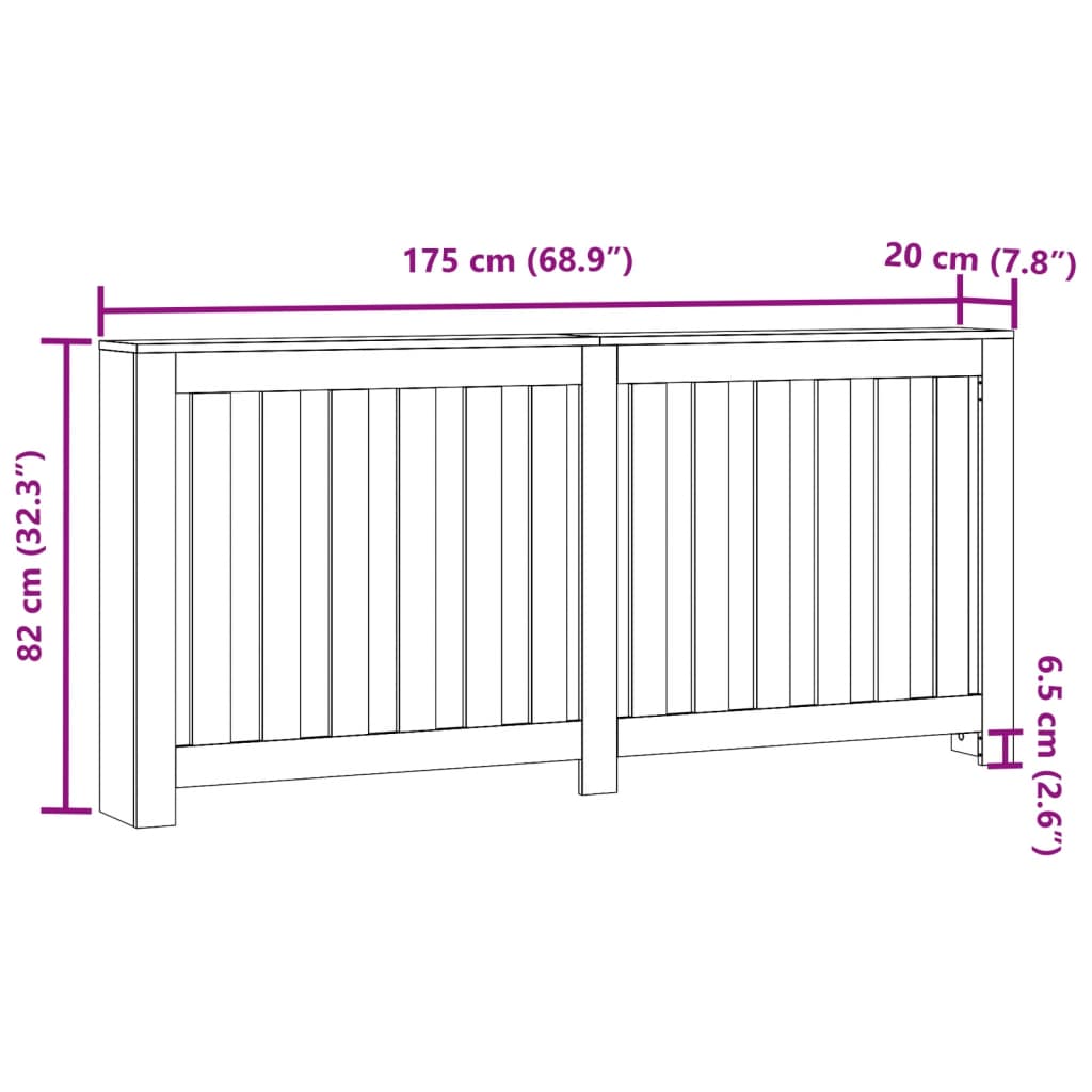 Pokrov za radijator crni 175x20x82 cm konstruirano drvo