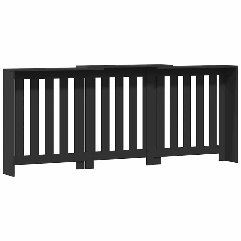 Pokrov za radijator crni 205x21,5x83,5 cm konstruirano drvo