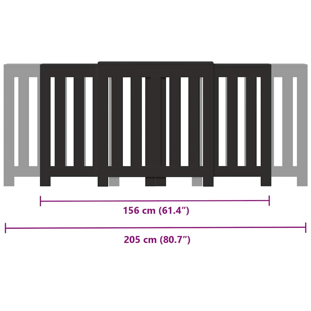 Pokrov za radijator crni 205x21,5x83,5 cm konstruirano drvo