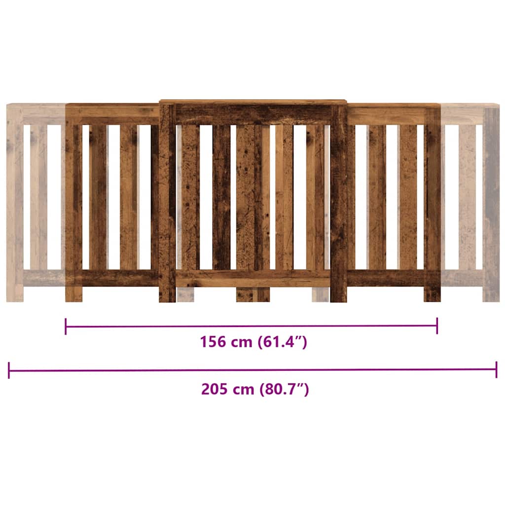 Pokrov za radijator boja staro drvo 205x21,5x83,5 cm drveni