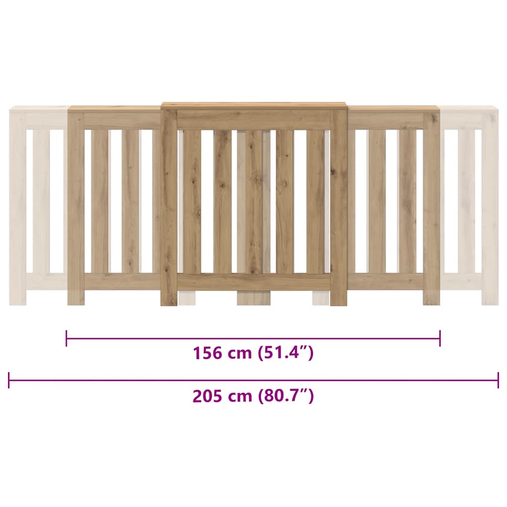 Pokrov za radijator boja artisian hrast 205x21,5x83,5 cm drveni