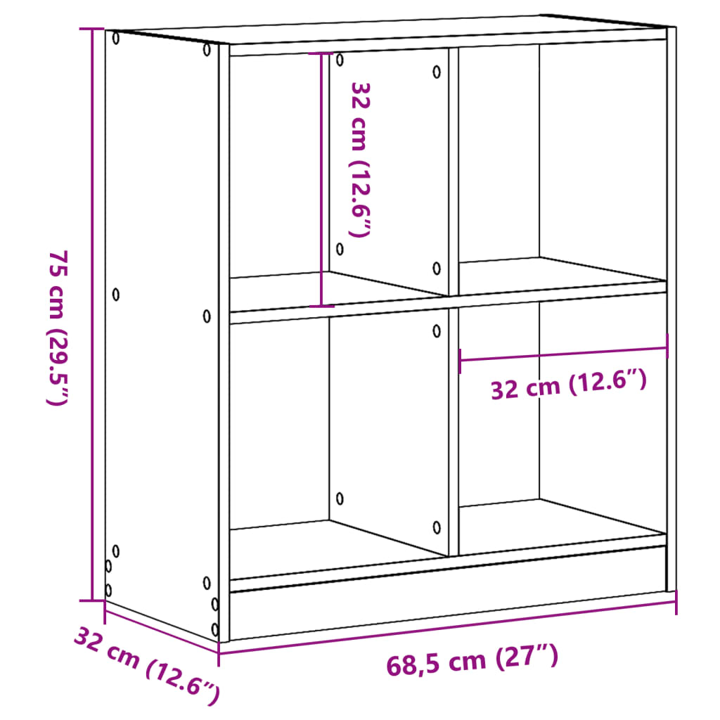 Regal za knjige boja hrasta 68,5 x 32 x 75 cm konstruirano drvo
